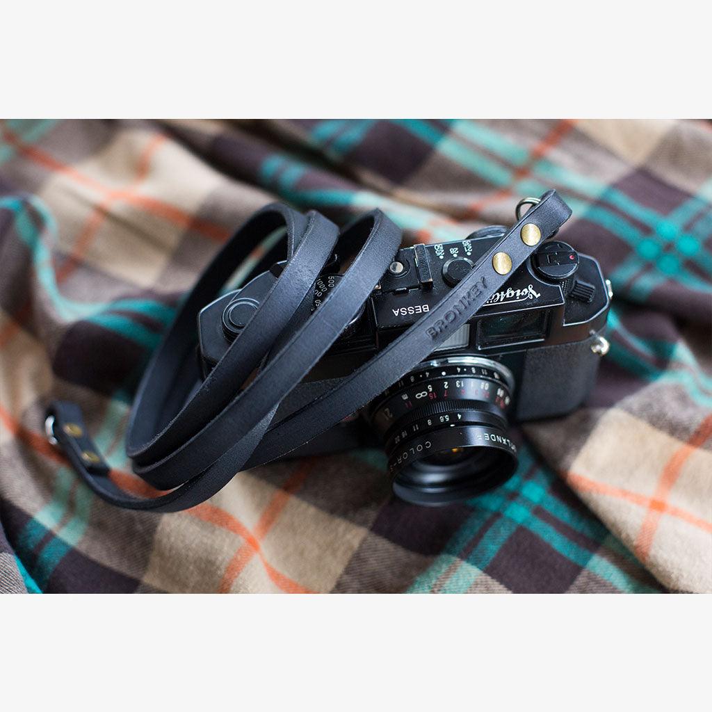 Berlin #101 - Black Leather camera strap