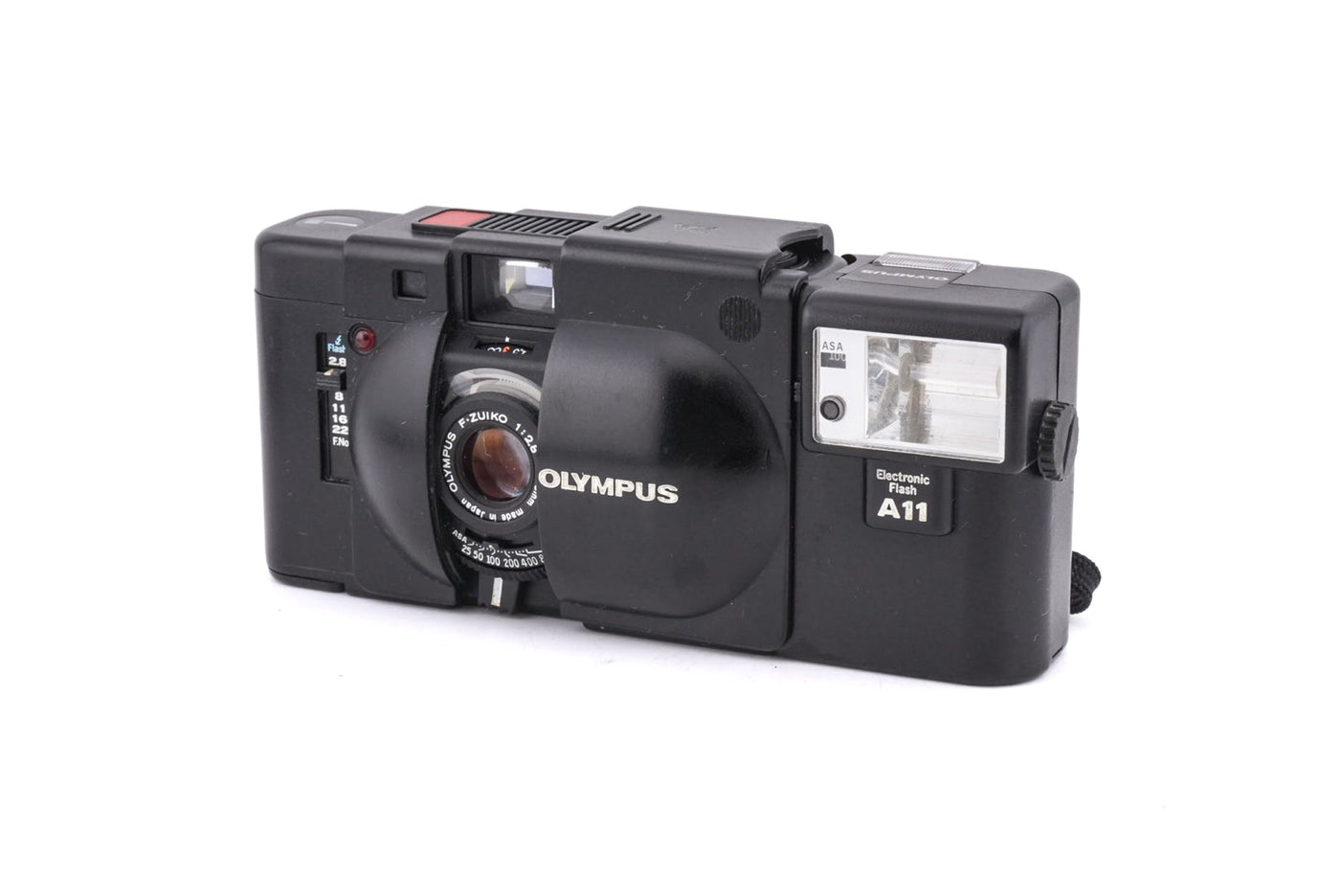 Olympus XA + A11 Elektronische Flitser Gecontroleerd Geslaagd · hoofdafbeelding