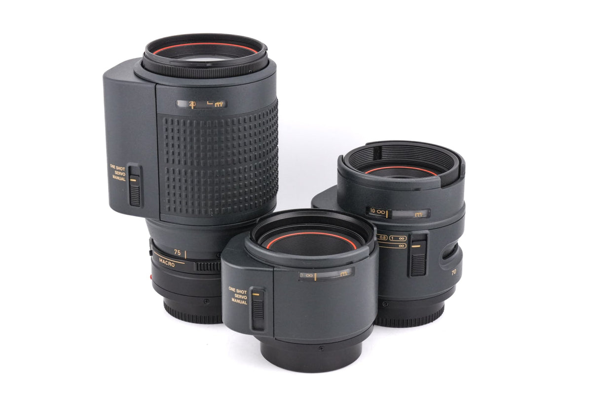 Canon T80 + 50mm f1.8 AC + 35-70mm f3.5-4.5 AC + 75-200mm