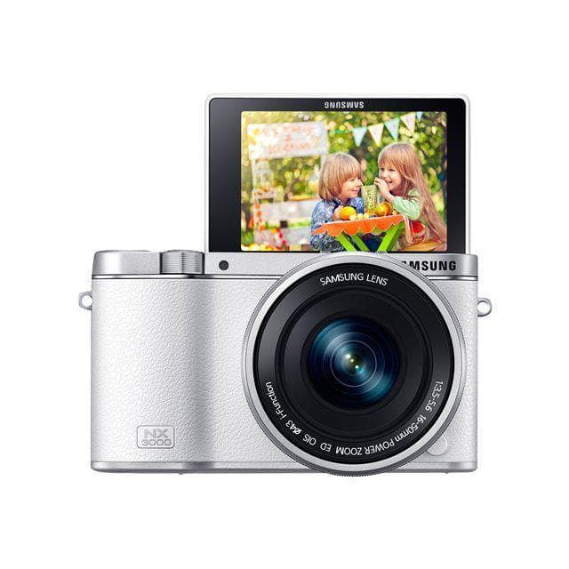 NX3000 - Blanc + Samsung NX 16-50mm f/3.5-5.6 Power Zoom ED OIS + 50-200mm f/4.0-5.6 ED OIS III f/3.5-5.6 + f/4-5.6 · image principale