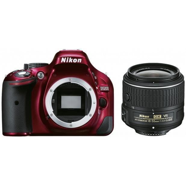 Réflex D5200 - Rojo + Nikon Nikon AF-S DX Nikkor 18-55 mm f/3.5