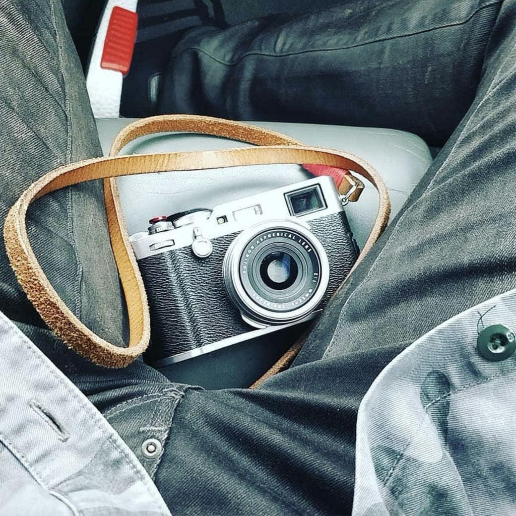 Tokyo #103 - Tanned & Red leather camera strap